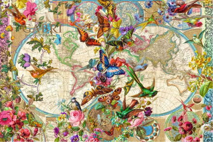RAVENSBURGER Puzzle Mapa světa s flórou a faunou 3000 dílků