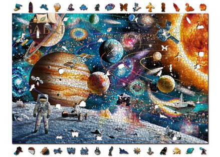 WOODEN CITY Dřevěné puzzle Vesmírná Odyssea 2v1, 2000 dílků EKO