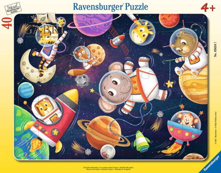 RAVENSBURGER Puzzle Zvířátka ve vesmíru 40 dílků