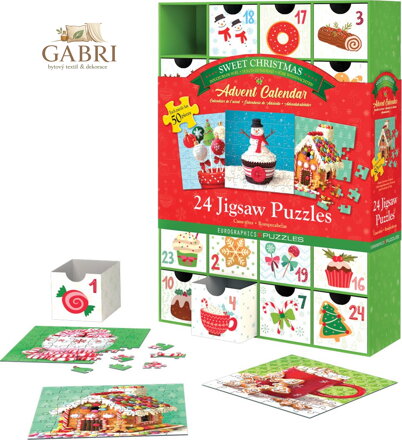 EUROGRAPHICS Puzzle Adventní kalendář: Sladké Vánoce 24x50 dílků