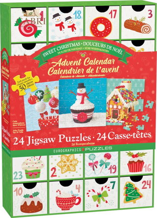 EUROGRAPHICS Puzzle Adventní kalendář: Sladké Vánoce 24x50 dílků