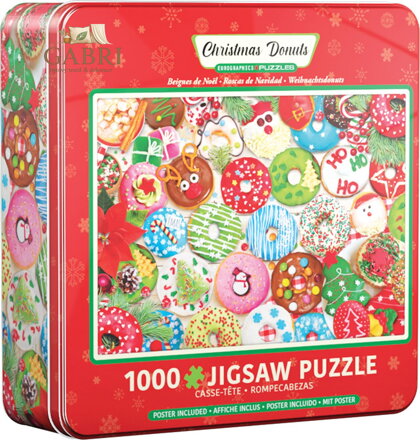 EUROGRAPHICS Puzzle v plechové krabičce Vánoční koblihy 1000 dílků