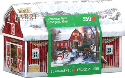 EUROGRAPHICS Puzzle v plechové krabičce Vánoce na farmě 550 dílků