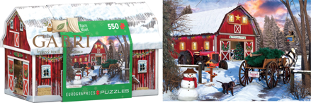 EUROGRAPHICS Puzzle v plechové krabičce Vánoce na farmě 550 dílků