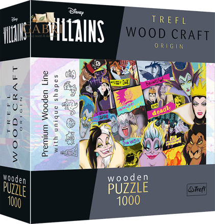 TREFL Wood Craft Origin puzzle Disney: Setkání záporáků 1000 dílků