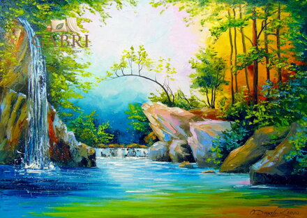 ENJOY Puzzle V lese u vodopádu 1000 dílků