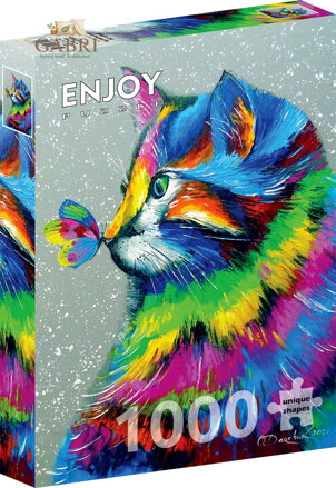 ENJOY Puzzle Krásná kočka a motýl 1000 dílků