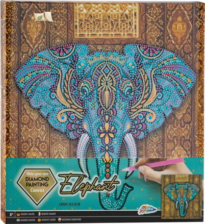 GRAFIX Diamantové malování na rámu Slon 30x30cm