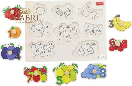 TREFL Dřevěná vkládačka Ovoce s čísly