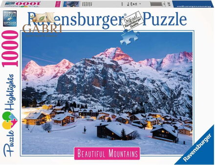 RAVENSBURGER Puzzle Dechberoucí hory: Bernská vysočina, Murren ve Švýcarsku 1000 dílků