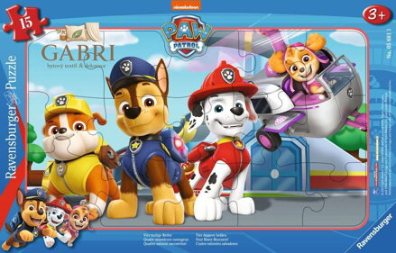 RAVENSBURGER Puzzle Tlapková patrola: Čtyři stateční ochránci 15 dílků