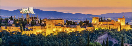 EDUCA Panoramatické puzzle Západ slunce ve Španělsku: Alhambra, Granada 1000 dílků