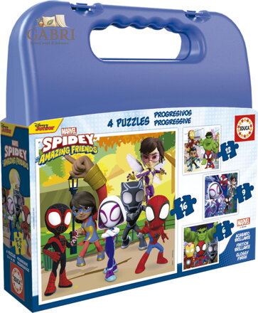 EDUCA Puzzle v kufříku Spidey a jeho úžasní přátelé 4v1 (6,9,12,16 dílků)