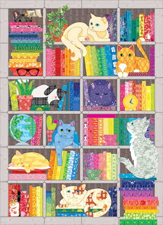 COBBLE HILL Puzzle Vyšívaná deka: Duhové kočky 1000 dílků