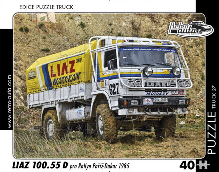 RETRO-AUTA Puzzle TRUCK č.27 Liaz 100.55 D pro Rallye Paříž-Dakar (1985) 40 dílků