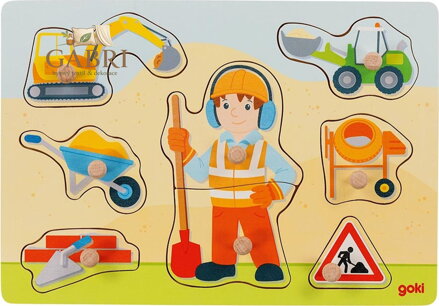 GOKI Dřevěná vkládačka Stavební dělník