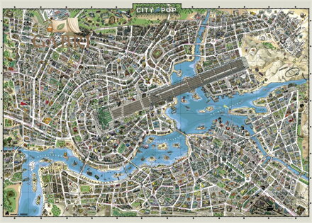 HEYE Puzzle Map Art: Město popu 2000 dílků
