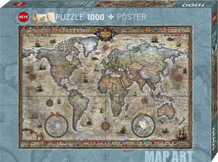 HEYE Puzzle Map Art: Retro svět 1000 dílků