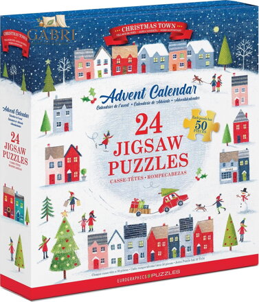 EUROGRAPHICS Puzzle Adventní kalendář: Vánoční město 24x50 dílků