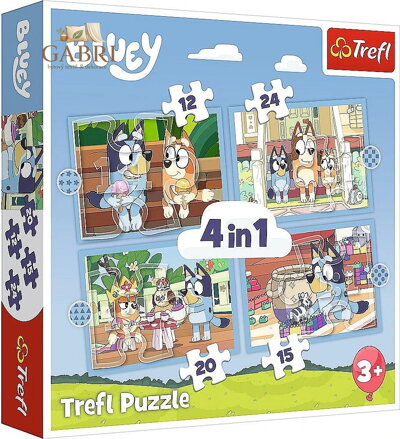 TREFL Puzzle Bluey a její svět 4v1 (12,15,20,24 dílků)