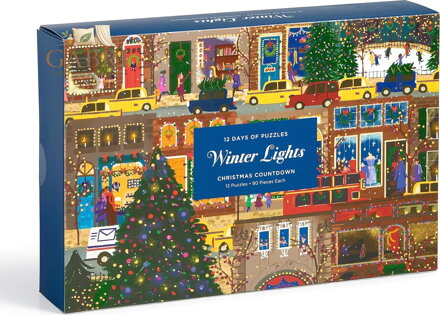 GALISON Puzzle Adventní kalendář na 12 dní Joe Laforme: Zimní světla 12x80 dílků