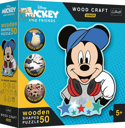 TREFL Wood Craft Junior puzzle Ve světě Mickeho Mouse 50 dílků
