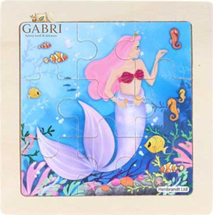Dřevěné puzzle Mořská víla Růženka 9 dílků