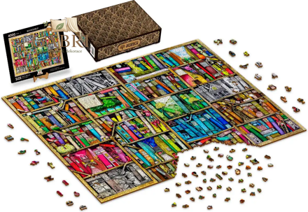 WOODEN CITY Dřevěné puzzle Knihovna 2v1, 4000 dílků