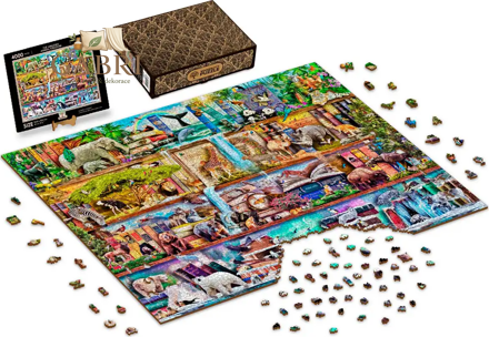 WOODEN CITY Dřevěné puzzle Úžasné království zvířat 2v1, 4000 dílků