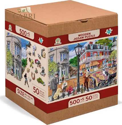 WOODEN CITY Dřevěné puzzle Hlavní ulice 2v1, 505 dílků EKO