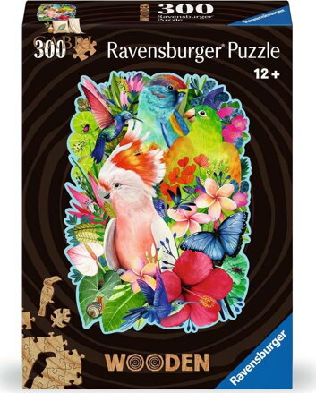 RAVENSBURGER Dřevěné obrysové puzzle Nádherní ptáci 300 dílků