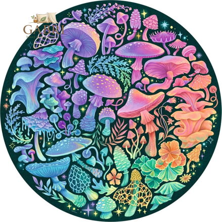 RAVENSBURGER Kulaté puzzle Kruh barev: Houby 500 dílků