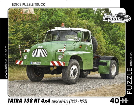 RETRO-AUTA Puzzle TRUCK č.39 Tatra 138 NT 4x4 tahač návěsů (1959 - 1972) 40 dílků