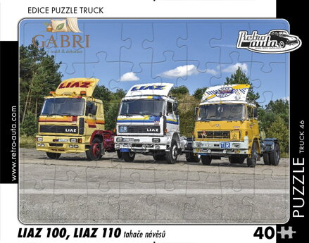 RETRO-AUTA Puzzle TRUCK č.46 LIAZ 100, LIAZ 110 tahače návěsů 40 dílků