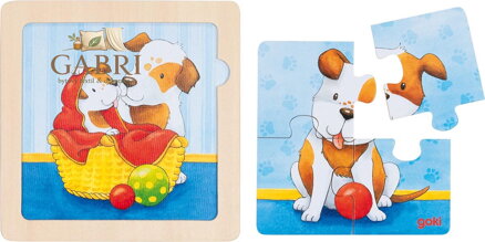 GOKI Dřevěné puzzle Pejsek 4 dílky