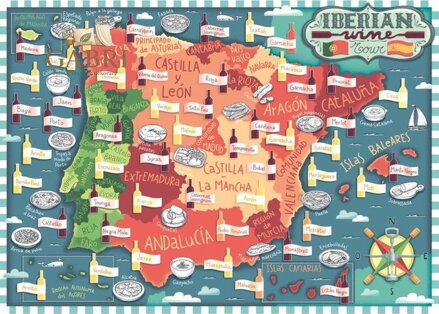 RAVENSBURGER Puzzle Vinné oblasti Iberie 1000 dílků