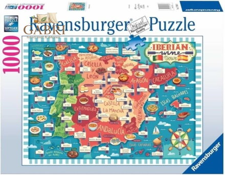 RAVENSBURGER Puzzle Mapa Iberie - vinné oblasti 1000 dílků