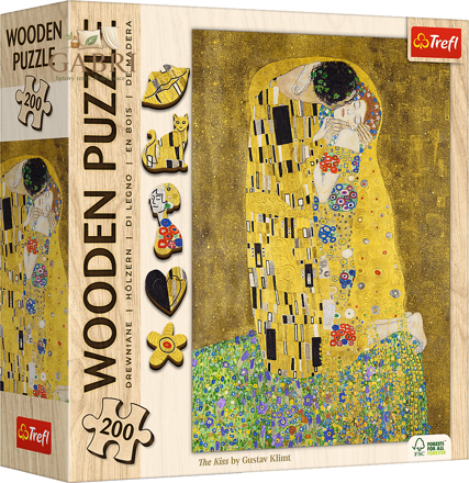 TREFL Dřevěné puzzle Art: Gustav Klimt - Polibek 200 dílků