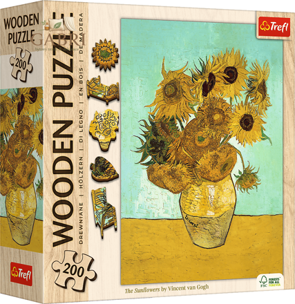 TREFL Dřevěné puzzle Art: Vincent van Gogh - Slunečnice 200 dílků