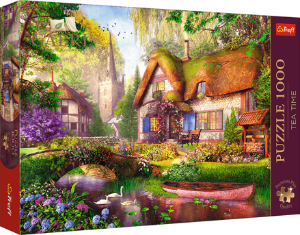 TREFL Puzzle Premium Plus Tea Time: Dřevěná chata 1000 dílků