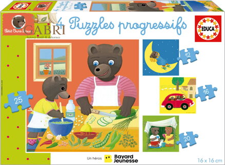EDUCA Puzzle Petit Ours Brun 4v1 (12,16,20,25 dílků)