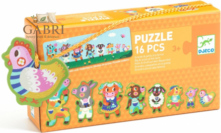 DJECO Puzzle Velcí a malí na farmě 16 dílků