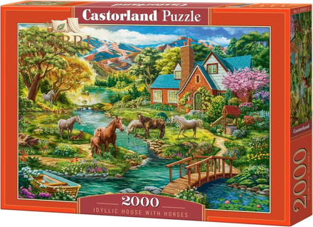 CASTORLAND Puzzle Idylický dům s koňmi 2000 dílků