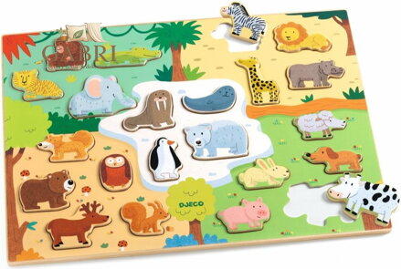 DJECO Dřevěná vkládačka Zvířátka