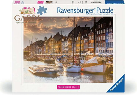 RAVENSBURGER Puzzle Skandinávie: Západ slunce v Kodani 500 dílků