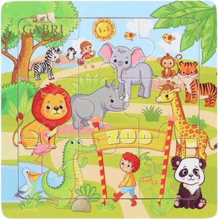 GRAFIX Dřevěné puzzle Zoo 9 dílků