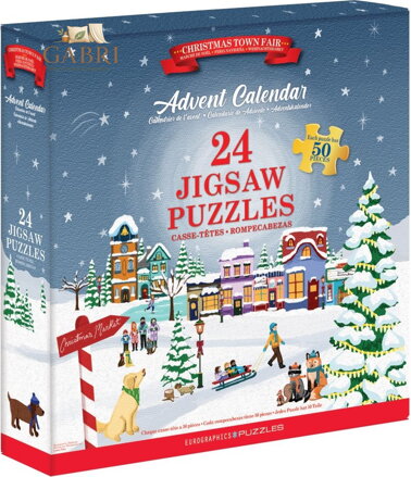 EUROGRAPHICS Puzzle Adventní kalendář: Vánoční jarmark 24x50 dílků