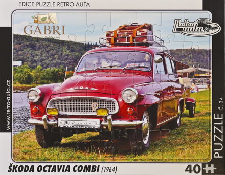 RETRO-AUTA Puzzle č.34 Škoda Octavie Combi (1964) 40 dílků