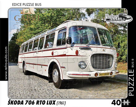 RETRO-AUTA Puzzle BUS č.08 Škoda 706 RTO LUX (1961) 40 dílků