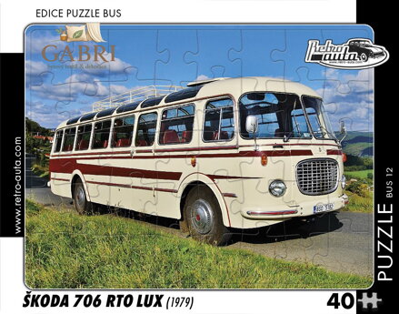 RETRO-AUTA Puzzle BUS č.12 Škoda 706 RTO LUX (1979) 40 dílků